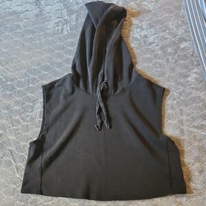 *bundle Only*NUX Black Sleeveless Cropped Hoodie